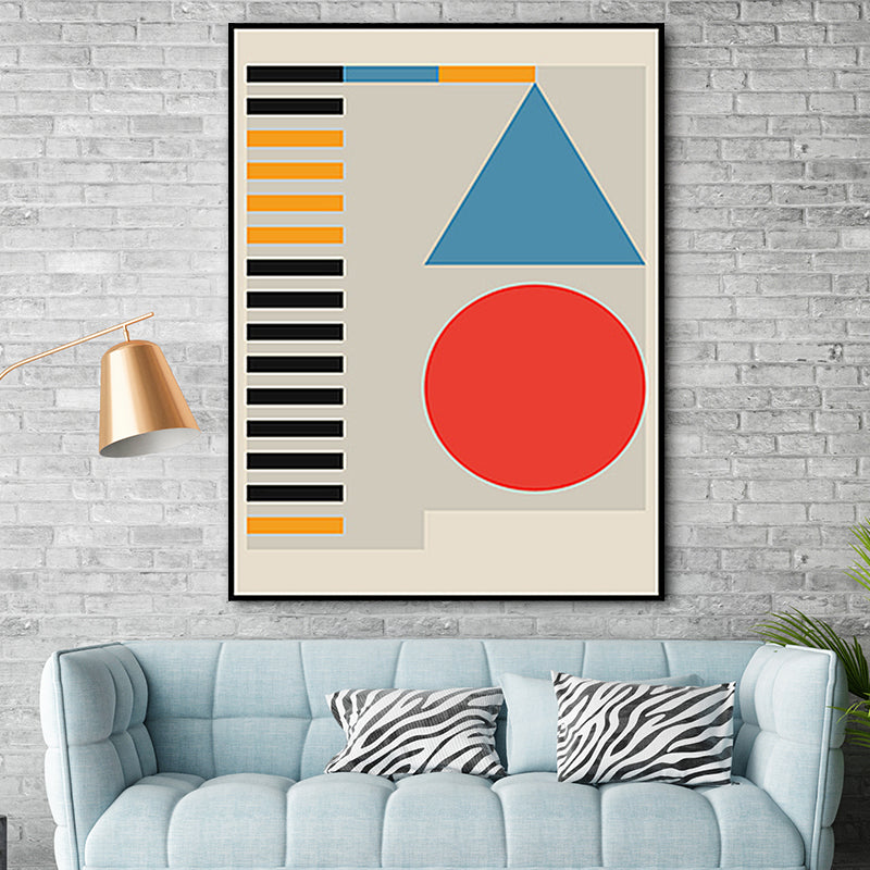 Vivolux | Pastellfarbige geometrische Wanddekoration nordische texturierte umwickelte Leinwand für das Wohnzimmer