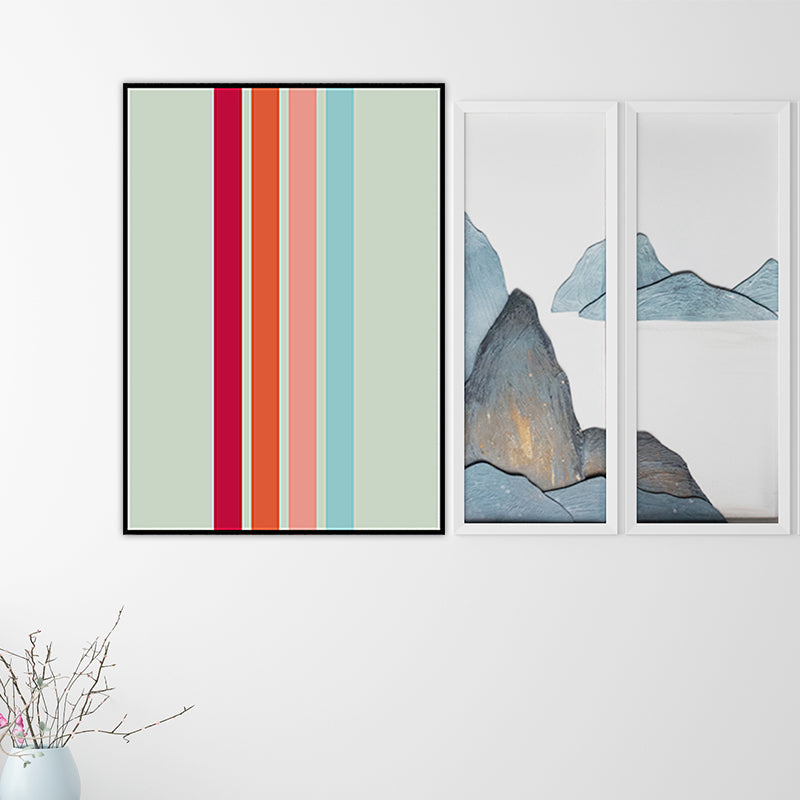 Vivolux | Pastellfarbige geometrische Wanddekoration nordische texturierte umwickelte Leinwand für das Wohnzimmer