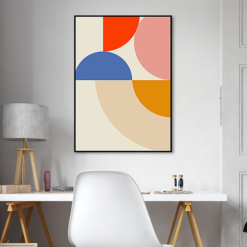 Vivolux | Pastellfarbige geometrische Wanddekoration nordische texturierte umwickelte Leinwand für das Wohnzimmer