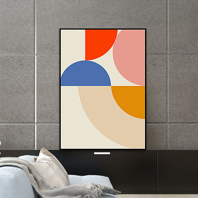 Vivolux | Pastellfarbige geometrische Wanddekoration nordische texturierte umwickelte Leinwand für das Wohnzimmer