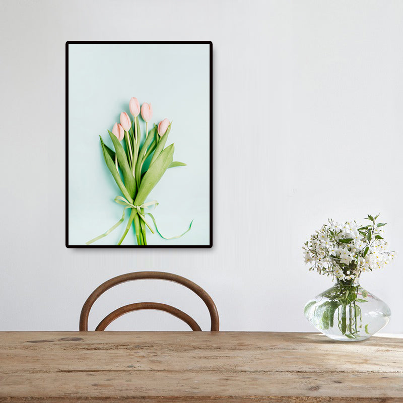 Vivolux | Pflanze Bouquet Kunstdruck Nordische Leinwand Wanddekoration in Pastellfarbe, Texturierte Oberfläche