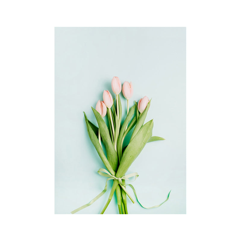 Vivolux | Pflanze Bouquet Kunstdruck Nordische Leinwand Wanddekoration in Pastellfarbe, Texturierte Oberfläche