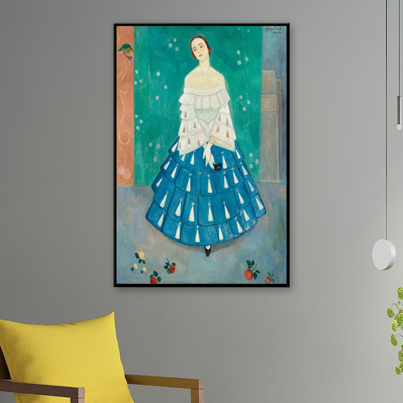 Vivolux | Pastellfarbe Maidporträt Gemälde Texturiert Traditionelle Mädchen Schlafzimmer Wandkunst