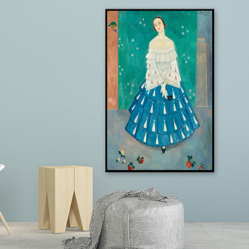 Vivolux | Pastellfarbe Maidporträt Gemälde Texturiert Traditionelle Mädchen Schlafzimmer Wandkunst