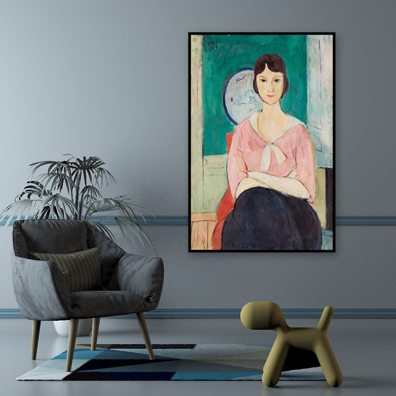 Vivolux | Pastellfarbe Maidporträt Gemälde Texturiert Traditionelle Mädchen Schlafzimmer Wandkunst