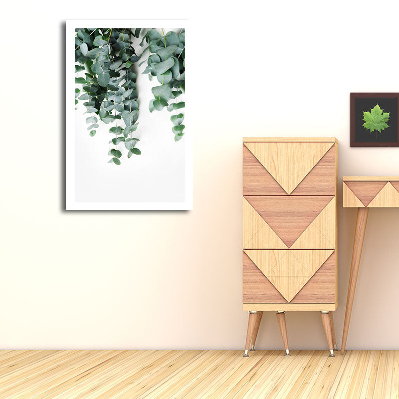 Vivolux | Nordic Botanic Weinstock Wandkunst Grüner Texturierten Leinwanddruck für Hausinterieur