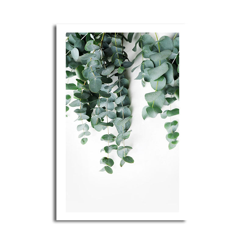 Vivolux | Nordic Botanic Weinstock Wandkunst Grüner Texturierten Leinwanddruck für Hausinterieur