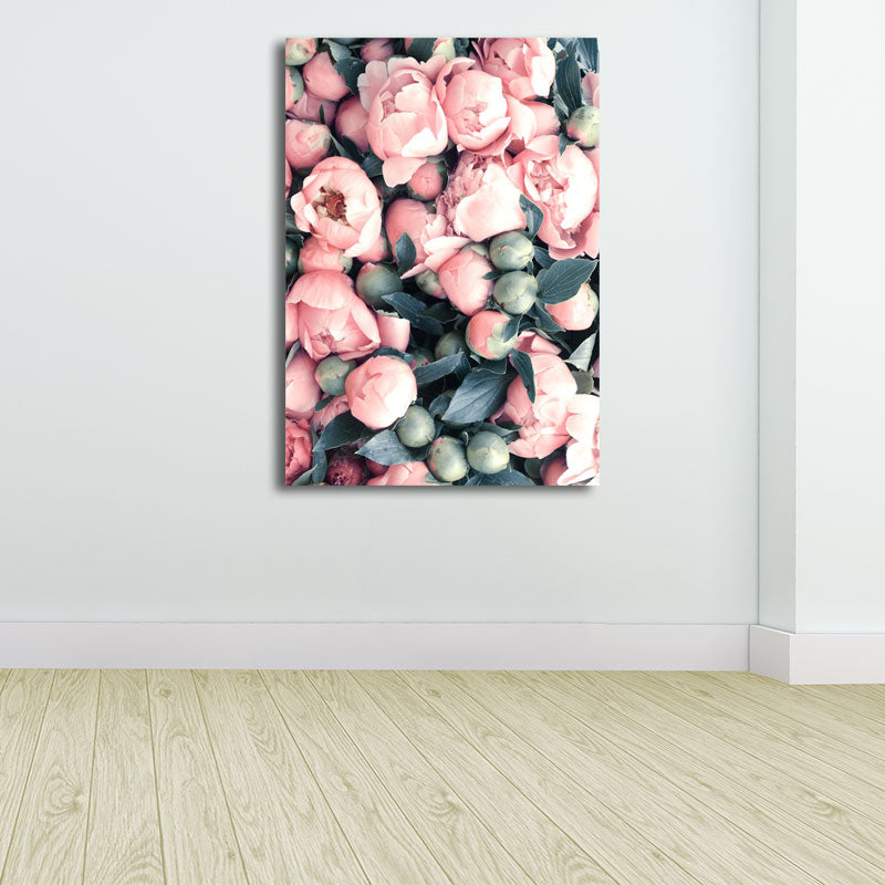 Vivolux | Texturierte Blumenknospen Wanddekoration Nordic Stil Canvas Kunstdruck in Pink und Grün