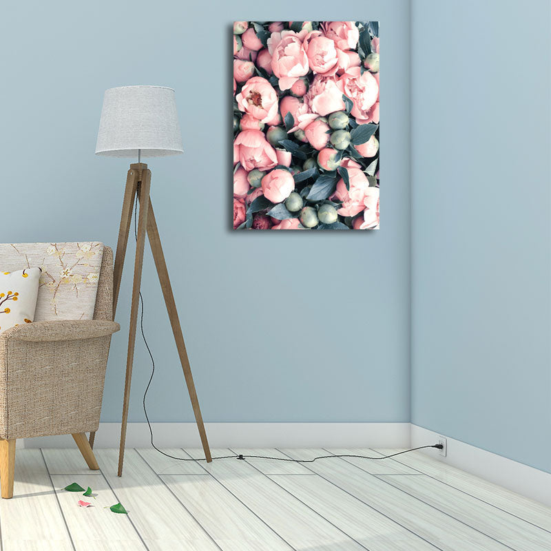 Vivolux | Texturierte Blumenknospen Wanddekoration Nordic Stil Canvas Kunstdruck in Pink und Grün