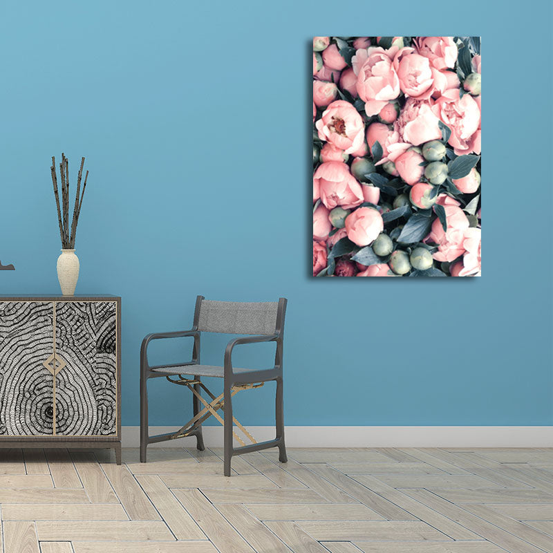Vivolux | Texturierte Blumenknospen Wanddekoration Nordic Stil Canvas Kunstdruck in Pink und Grün