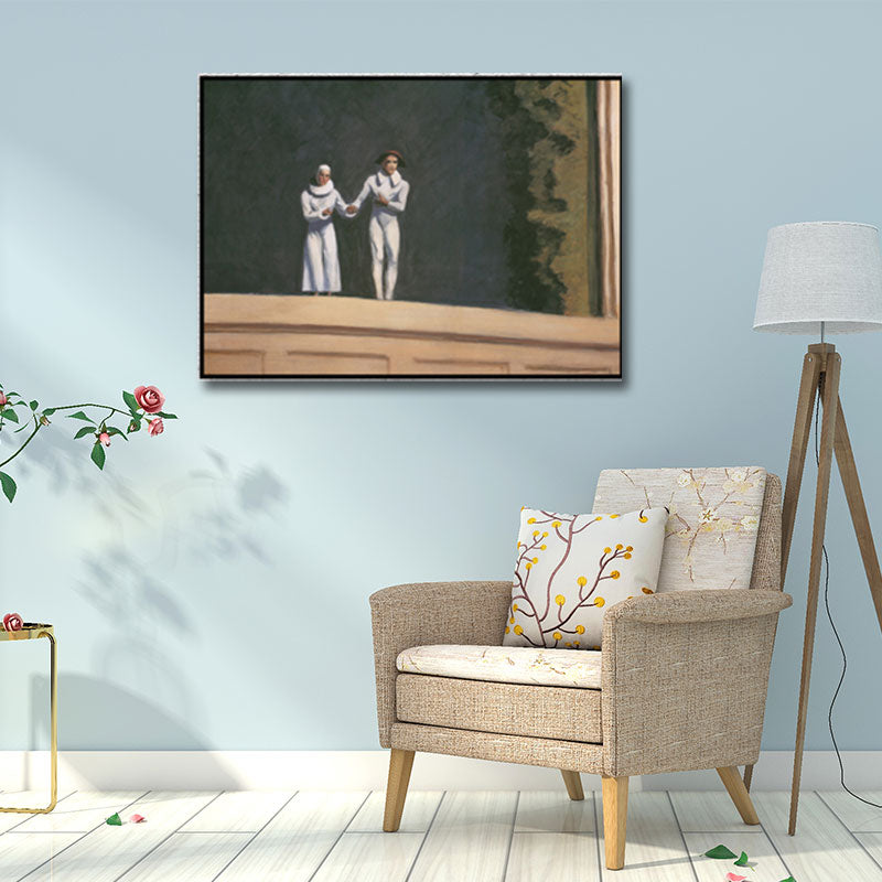 Vivolux | Traditionelles Zwei-Komiker-Gemälde Leinwand Texturiert Weiß Wandkunst Druck für Zuhause