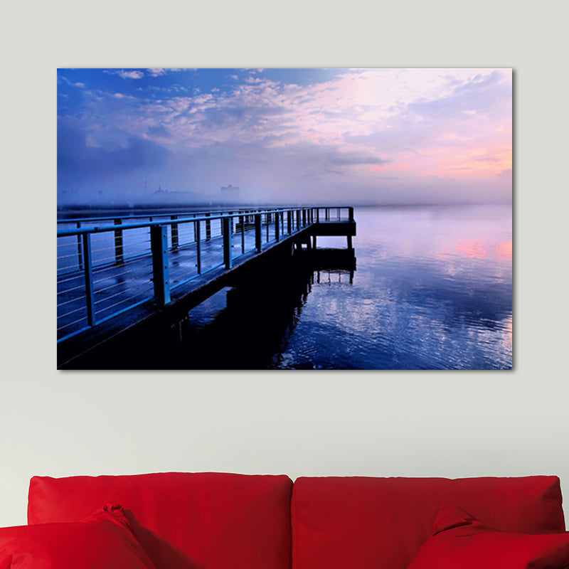 Vivolux | Ruhige Meer Brücke Landschaft Leinwand Kunst für Wohnzimmer Sonnenuntergang Landschaft Wanddekoration