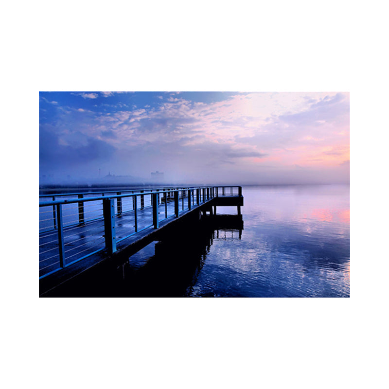 Vivolux | Ruhige Meer Brücke Landschaft Leinwand Kunst für Wohnzimmer Sonnenuntergang Landschaft Wanddekoration