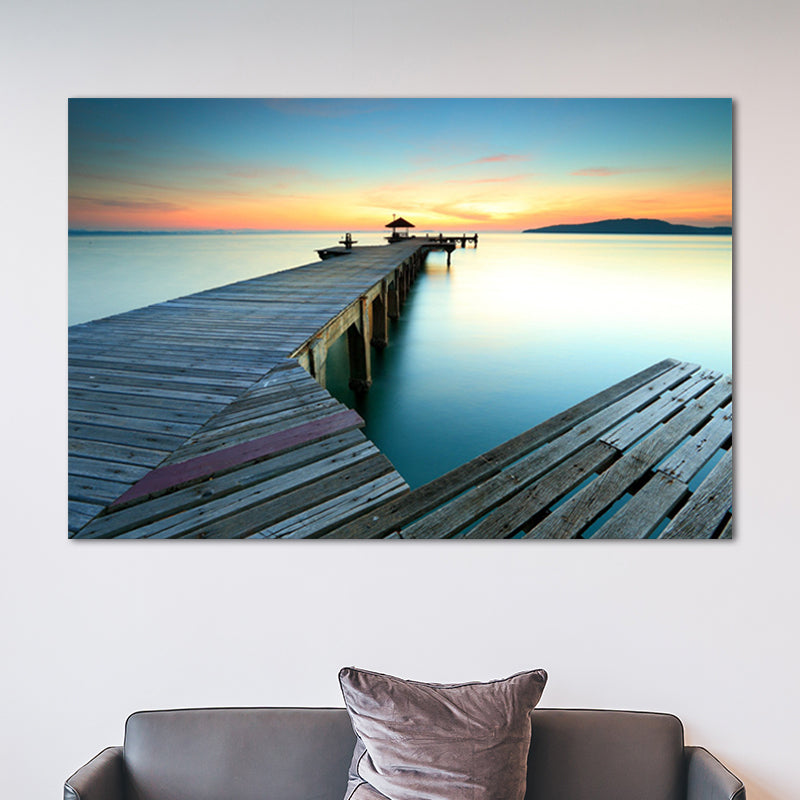 Vivolux | Ruhige Meer Brücke Landschaft Leinwand Kunst für Wohnzimmer Sonnenuntergang Landschaft Wanddekoration