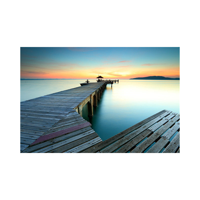 Vivolux | Ruhige Meer Brücke Landschaft Leinwand Kunst für Wohnzimmer Sonnenuntergang Landschaft Wanddekoration