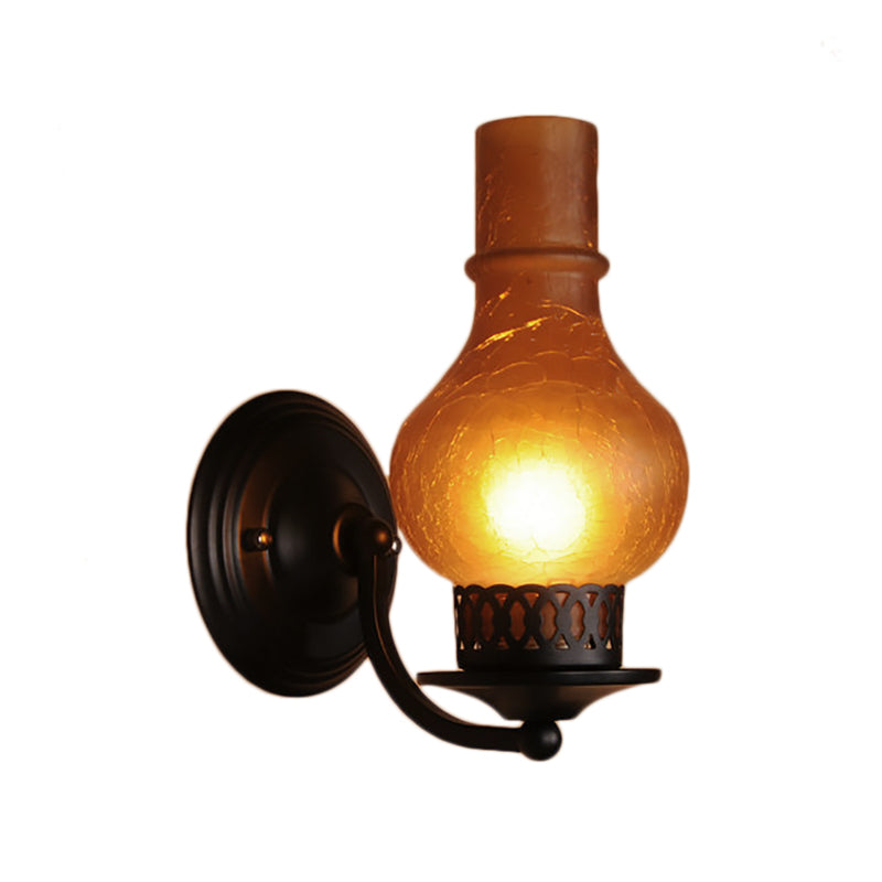 Vivolux | 1 Glühbirne Vase Schirm Wandmontierte Lichtarmatur Rustikal Weiß/Amber Spritzglas Beleuchtung für Flur
