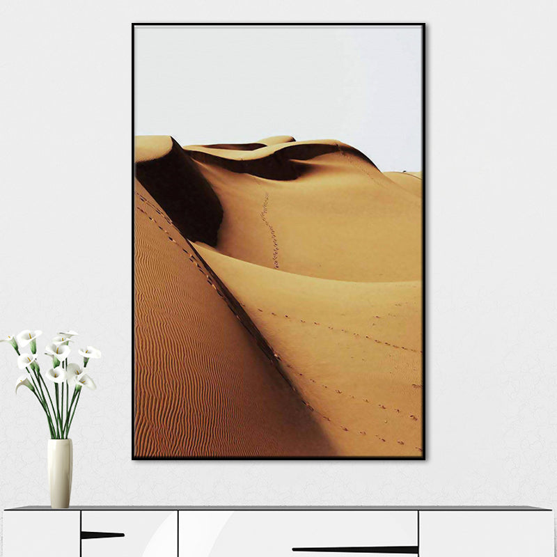 Vivolux | Wüsten Dünen Landschaft Wandkunst Druck Modernismus Texturierten Esszimmer Leinwand in Gelb