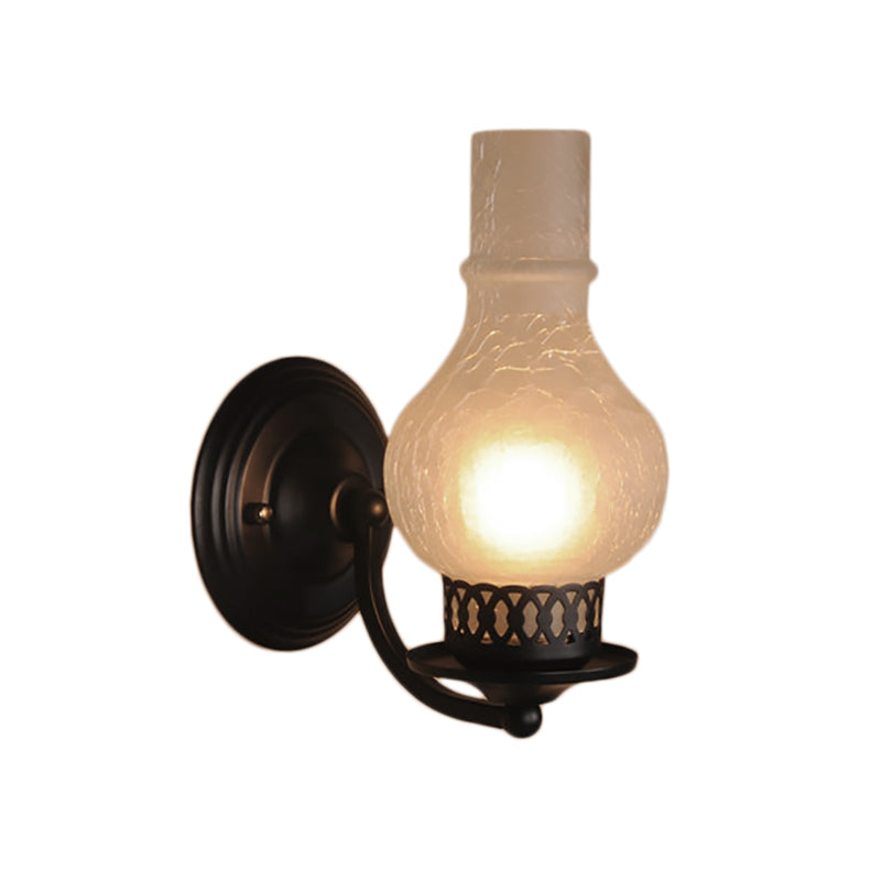Vivolux | 1 Glühbirne Vase Schirm Wandmontierte Lichtarmatur Rustikal Weiß/Amber Spritzglas Beleuchtung für Flur