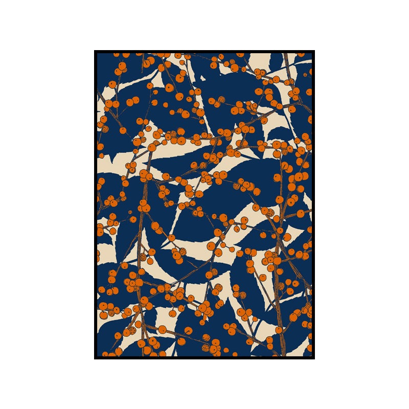 Vivolux | Vintage Blossom Branch Canvas Print Blau Texturiertes Wandkunst Deko für Wohnzimmer