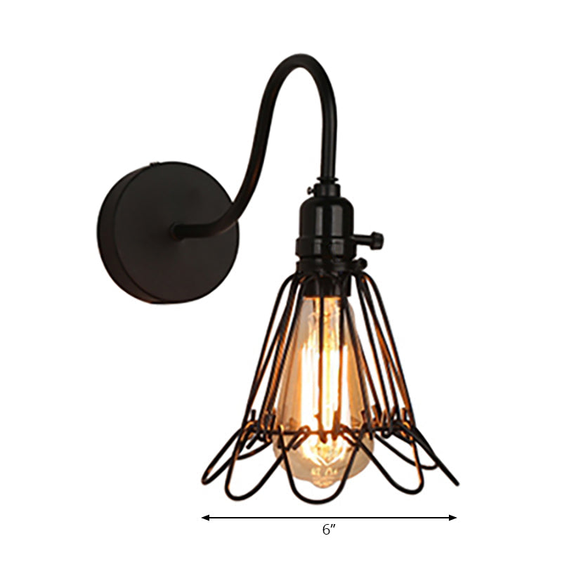 Vivolux | 1 Kopf Metall Wandlampe Antik Stilvoll Schwarz Drahtgestell Restaurant Wand Sconce Licht mit Blütenblattdesign