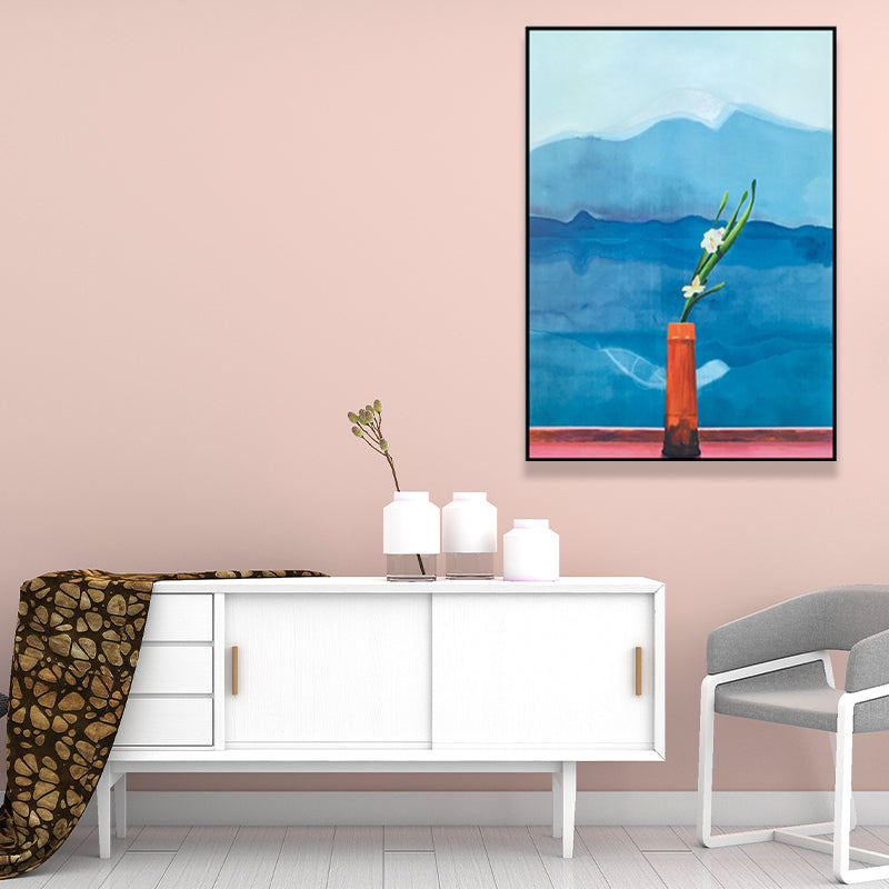 Vivolux | Nordic Flower und Seascape Malerei Blau Strukturierte Wandkunst für das Wohnzimmer (Mehrere Größenoptionen)
