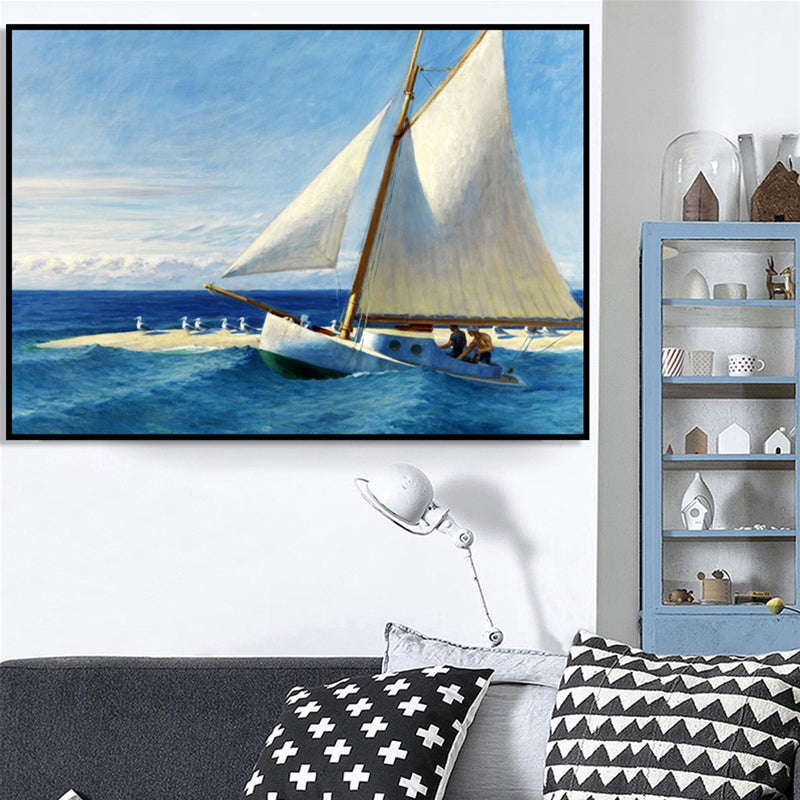 Vivolux | Tropics Segeln Wandkunst Blau und Weiß Jungs Schlafzimmer Malerei, Texturierte Oberfläche
