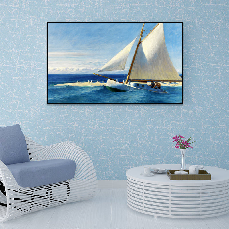 Vivolux | Tropics Segeln Wandkunst Blau und Weiß Jungs Schlafzimmer Malerei, Texturierte Oberfläche