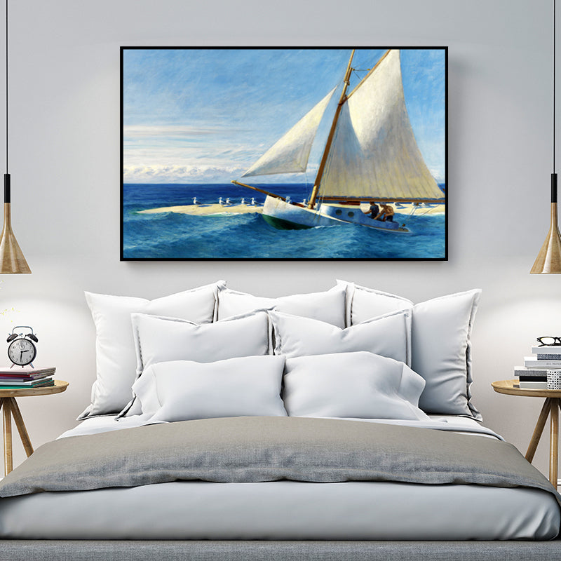 Vivolux | Tropics Segeln Wandkunst Blau und Weiß Jungs Schlafzimmer Malerei, Texturierte Oberfläche