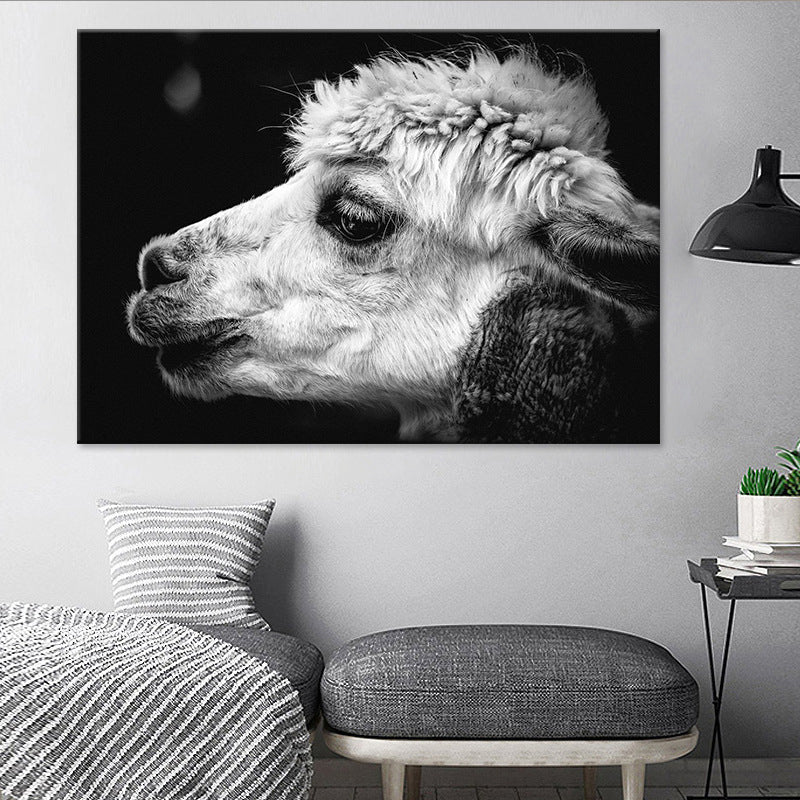 Vivolux | Schafkopf Leinwand Wandkunst für Schlafzimmer Tierdruck Wanddekoration in Grau, Textur