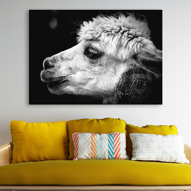 Vivolux | Schafkopf Leinwand Wandkunst für Schlafzimmer Tierdruck Wanddekoration in Grau, Textur