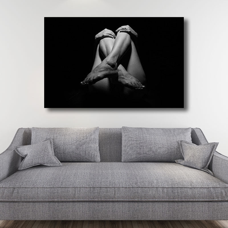 Vivolux | Schwarze Beine und Hände Kunstdruck Heimtextilien Zeitgenössisch für Schlafzimmer Eingewickelte Leinwand