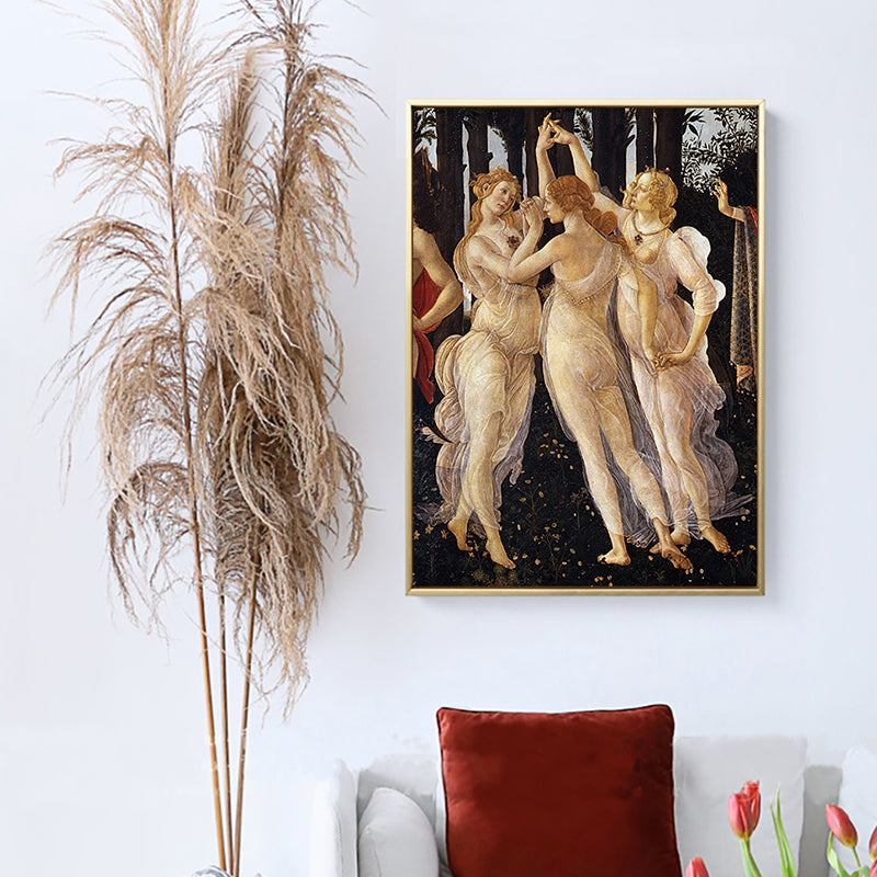 Vivolux | Vintage Stil Schwangere Frau Malerei Leinwand Braun Wiederbelebung Religion Wandkunst Druck