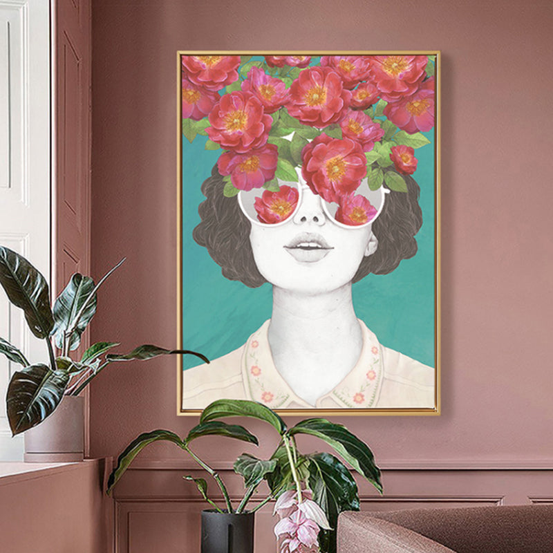 Vivolux | Pastellfarbe junge Frauen Leinwand Glam-Stil Texturierte Wandkunst Dekoration für Mädchenzimmer