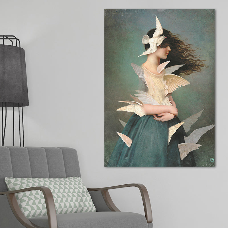 Vivolux | Pastellfarbe junge Frauen Leinwand Glam-Stil Texturierte Wandkunst Dekoration für Mädchenzimmer