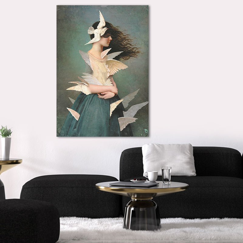 Vivolux | Pastellfarbe junge Frauen Leinwand Glam-Stil Texturierte Wandkunst Dekoration für Mädchenzimmer