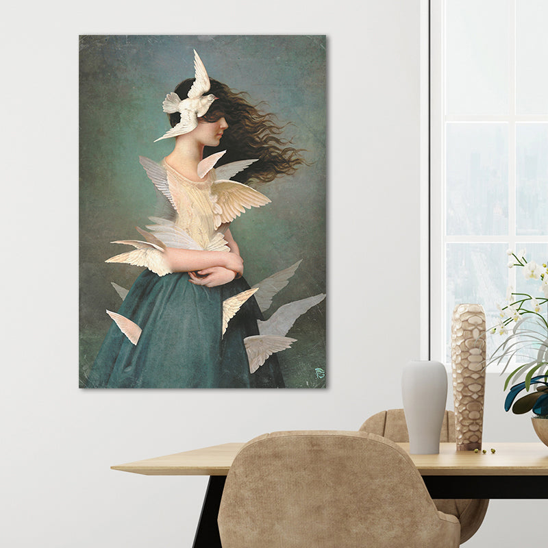 Vivolux | Pastellfarbe junge Frauen Leinwand Glam-Stil Texturierte Wandkunst Dekoration für Mädchenzimmer