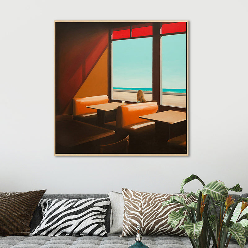 Vivolux | Zachte Kleur Seaside Maiden Canvas Olieverf Schilderij Moderne Stijl Textuur Kunst voor Keuken