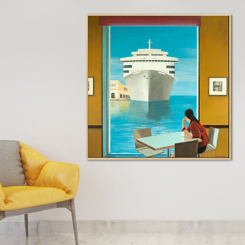 Vivolux | Zachte Kleur Seaside Maiden Canvas Olieverf Schilderij Moderne Stijl Textuur Kunst voor Keuken