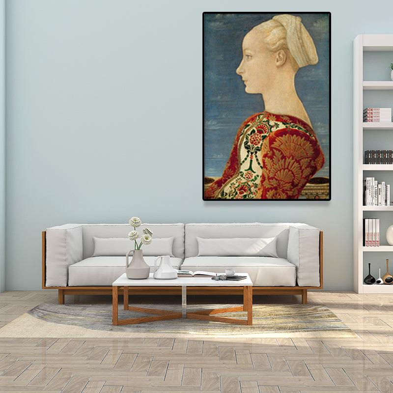 Vivolux | Texturierte weiche Farbmalerei Retro-Stil Frauenporträt Wandkunst für das Wohnzimmer