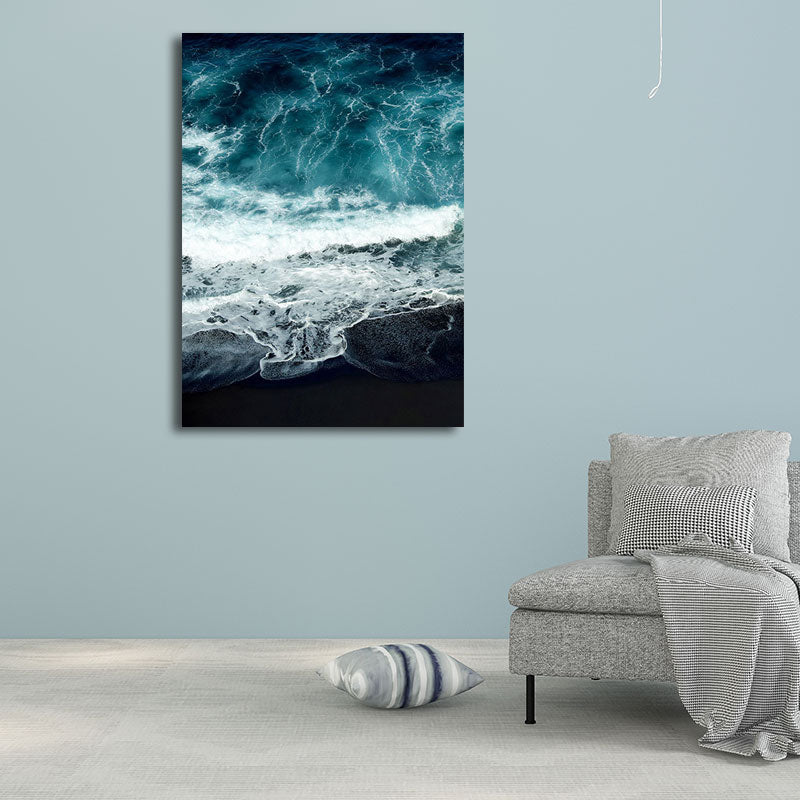 Vivolux | Tropisches Ozean Wasser Kunstdruck Leinwand Texturiert Dunkle Farbe Wanddekoration für das Wohnzimmer