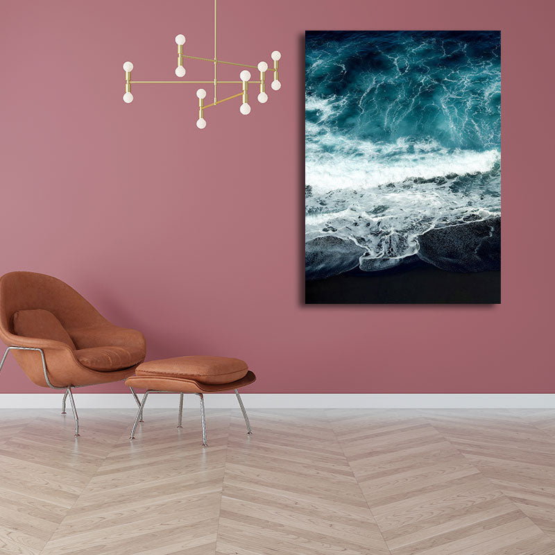 Vivolux | Tropisches Ozean Wasser Kunstdruck Leinwand Texturiert Dunkle Farbe Wanddekoration für das Wohnzimmer