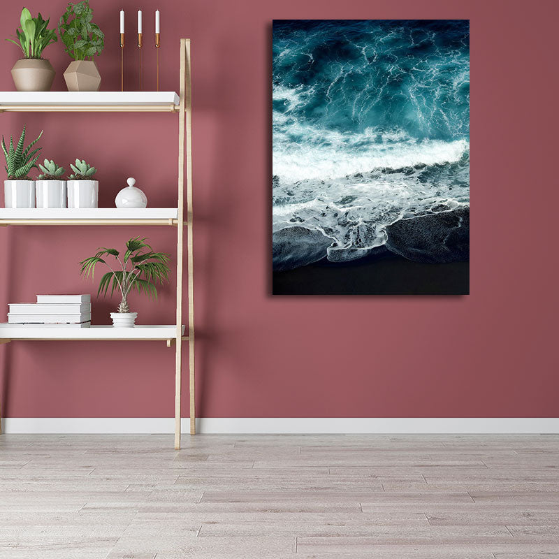 Vivolux | Tropisches Ozean Wasser Kunstdruck Leinwand Texturiert Dunkle Farbe Wanddekoration für das Wohnzimmer