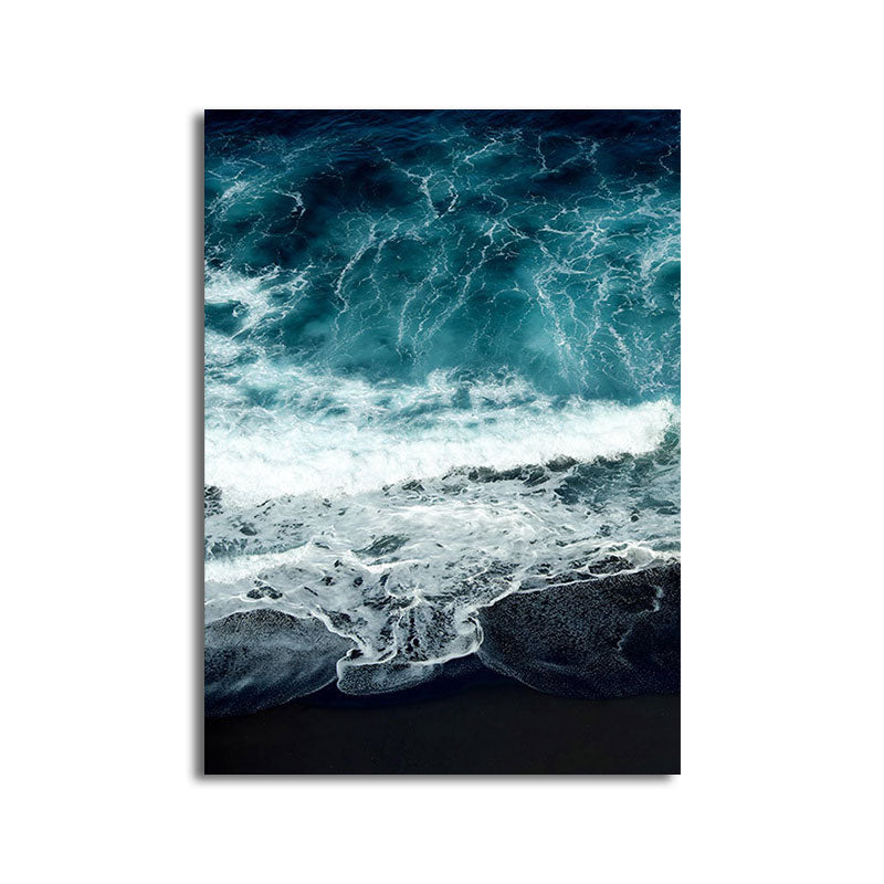 Vivolux | Tropisches Ozean Wasser Kunstdruck Leinwand Texturiert Dunkle Farbe Wanddekoration für das Wohnzimmer