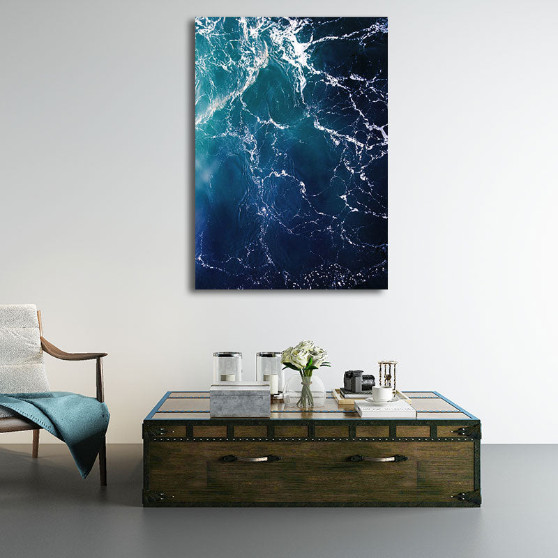 Vivolux | Tropisches Ozean Wasser Kunstdruck Leinwand Texturiert Dunkle Farbe Wanddekoration für das Wohnzimmer
