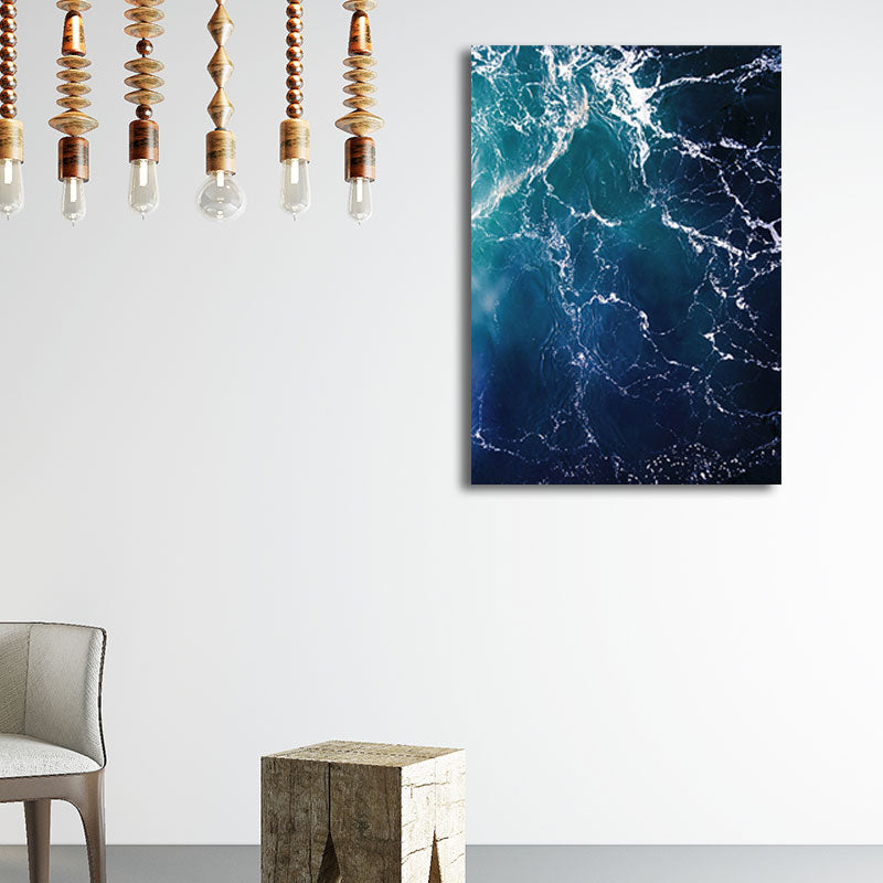 Vivolux | Tropisches Ozean Wasser Kunstdruck Leinwand Texturiert Dunkle Farbe Wanddekoration für das Wohnzimmer
