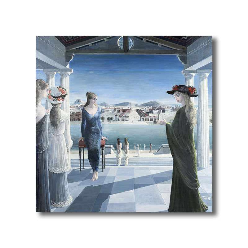 Vivolux | Ölgemälde nostalgischer Stil Leinwand Frauenfiguren in Blau, Mehrere Größen verfügbar