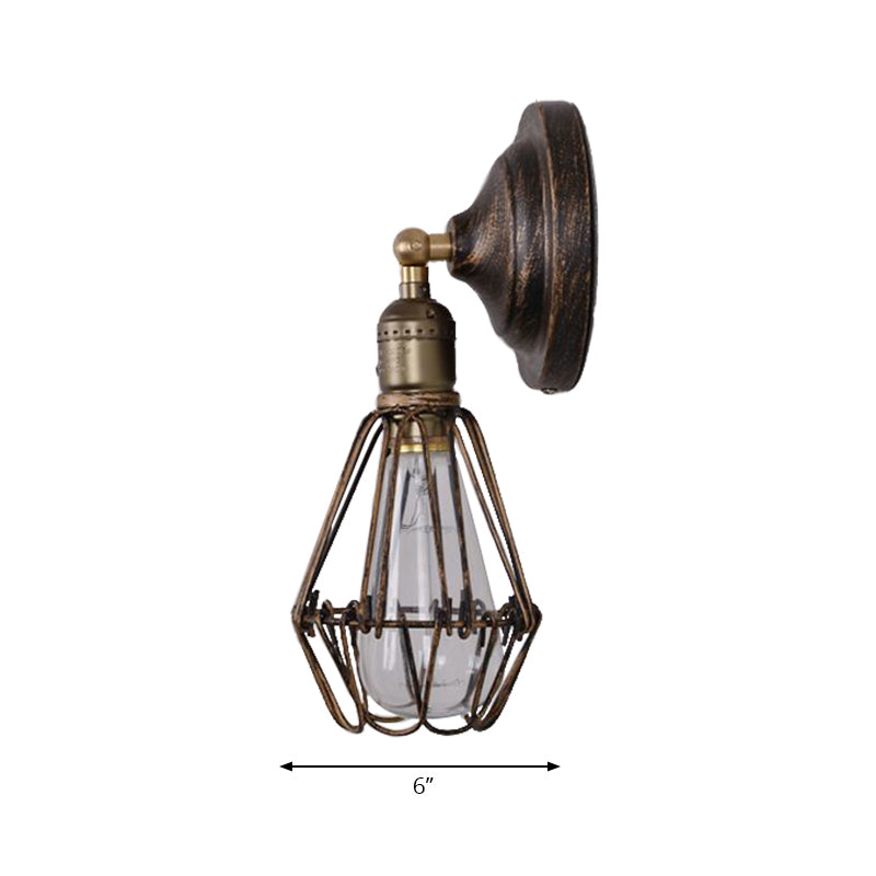 Vivolux | 1 Glühbirne Drahtkäfig Wandleuchte Landhausstil Stylische Antike Messing Schmiedeeisen Wandleuchte Beleuchtung für Restaurant