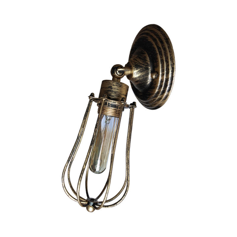 Vivolux | 1 Kopdraad Beschermingswandlamp Wandlamp met Gloeilamp Schaduw Industrieel Verouderd Messing/Antiek Zilveren IJzeren Wandlamp voor Restaurant