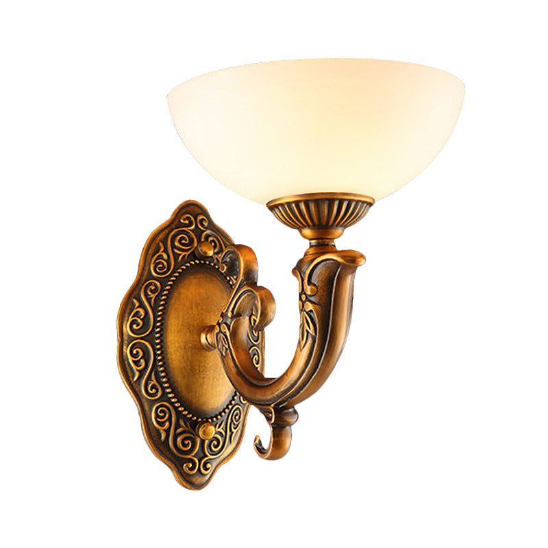 Vivolux | Rustieke Zwevende Arm Wandlamp 1/2-Licht Metaal Wandverlichting Ideeën in Messing met Kom Matglas Shade