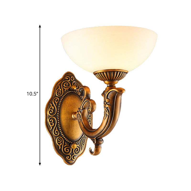 Vivolux | Rustieke Zwevende Arm Wandlamp 1/2-Licht Metaal Wandverlichting Ideeën in Messing met Kom Matglas Shade